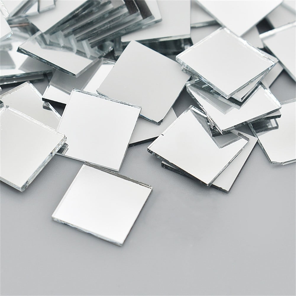 100Pcs Self-Adhesive Real Glass Mini Square Mirror Mosaic Tiles Sticker Bathroom Diy Handmade Craft Home Decoration 10X10Mm Rose gold - Image 4