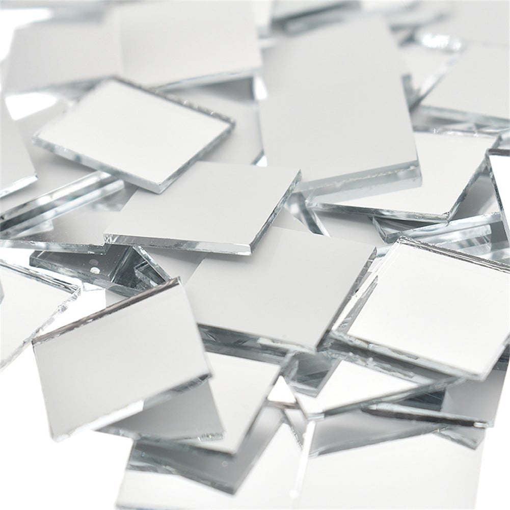 100Pcs Self-Adhesive Real Glass Mini Square Mirror Mosaic Tiles Sticker Bathroom Diy Handmade Craft Home Decoration 10X10Mm Rose gold - Image 6
