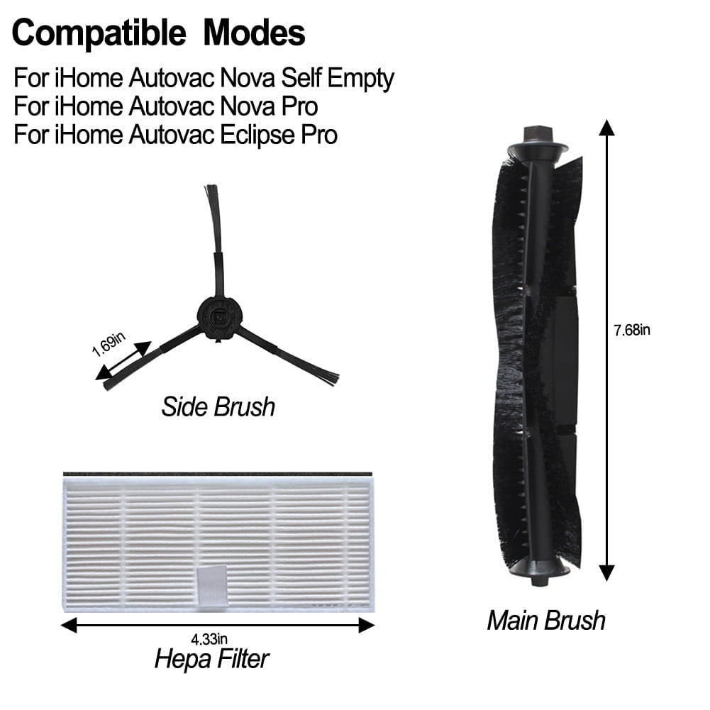 Luolandi Filter Side Brush Roller Brush For IHome Self Empty Robot Vacuum Cleaner IHRV6 IHRV14 Home Appliance Parts \ufeffhousehold Cleaning A - Image 6