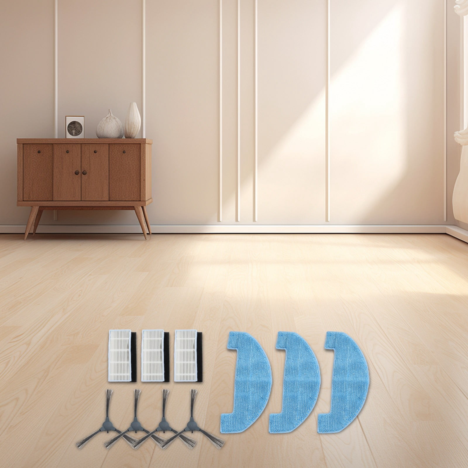 Complete Set of Replacement Accessories for Loorow AT800 3In1 Robot Vacuum Includes Brushes and Mop Pads for Effective Cleaning - Image 2