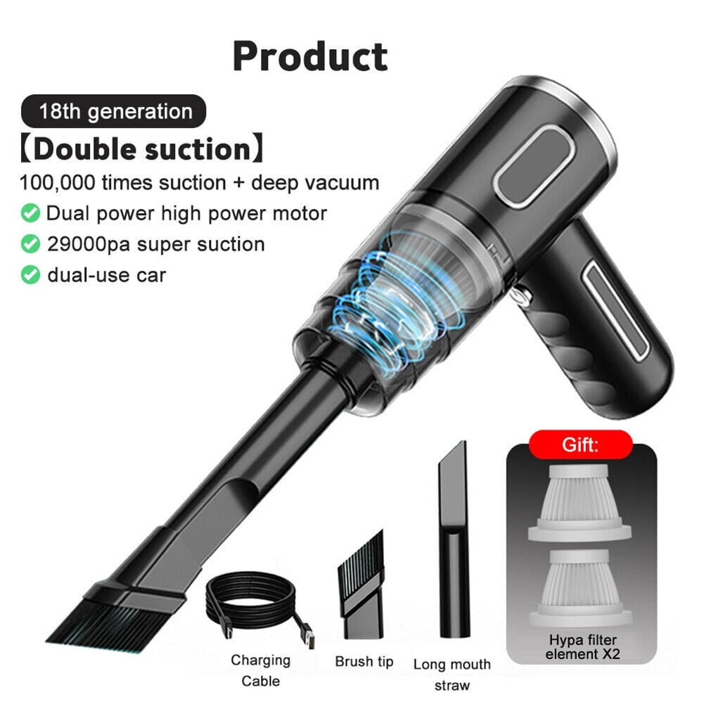 29000PA Vacuum Cleaner Mini Powerful Cordless Wet &Dry Cars Handheld Home Appliance Parts Household Supplies Black - Image 1