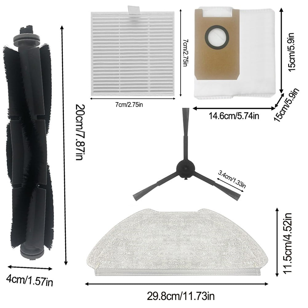 Main Brush Filters Mop Cloths Dust Bags For AIRROBO T20 T20+ Vacuum Cleaner B - Image 2