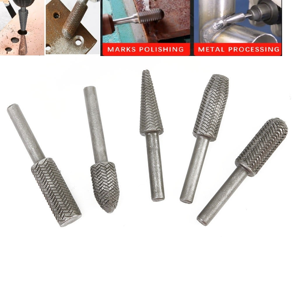 5Pcs Metal Cutter Drill Bits Rotary Files Bit Rasp Tungsten Carbide Burr Milling Cutter Drill Bit Set For Steel Grinding Carving As Shown - Image 1