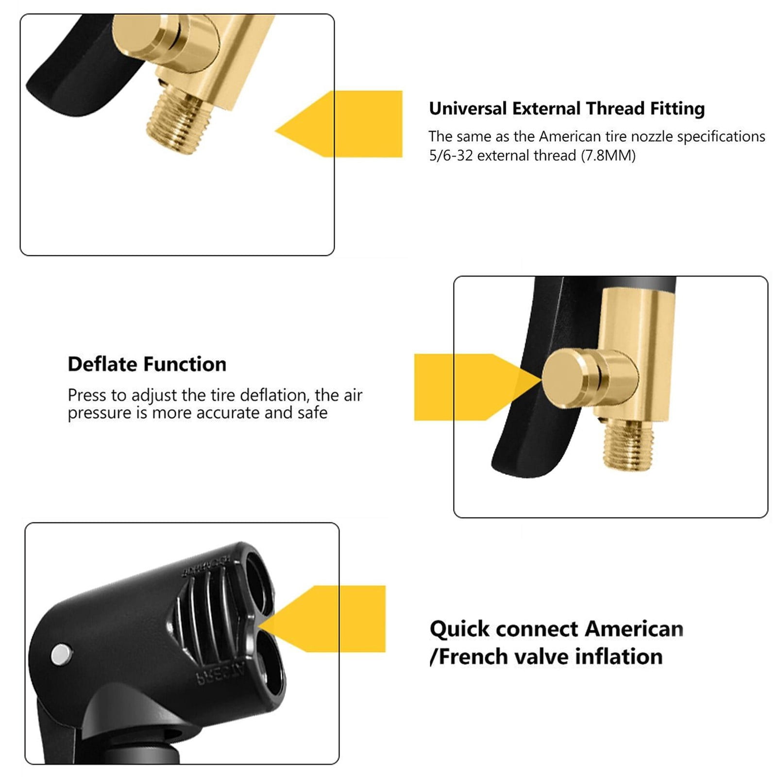 Air Pump Adapter Air Pump Valve 6Pcsｂicycle Bike Tyre Tube Replacement Presta Dual Head Air Pump Adapter Valve As Shown - Image 3