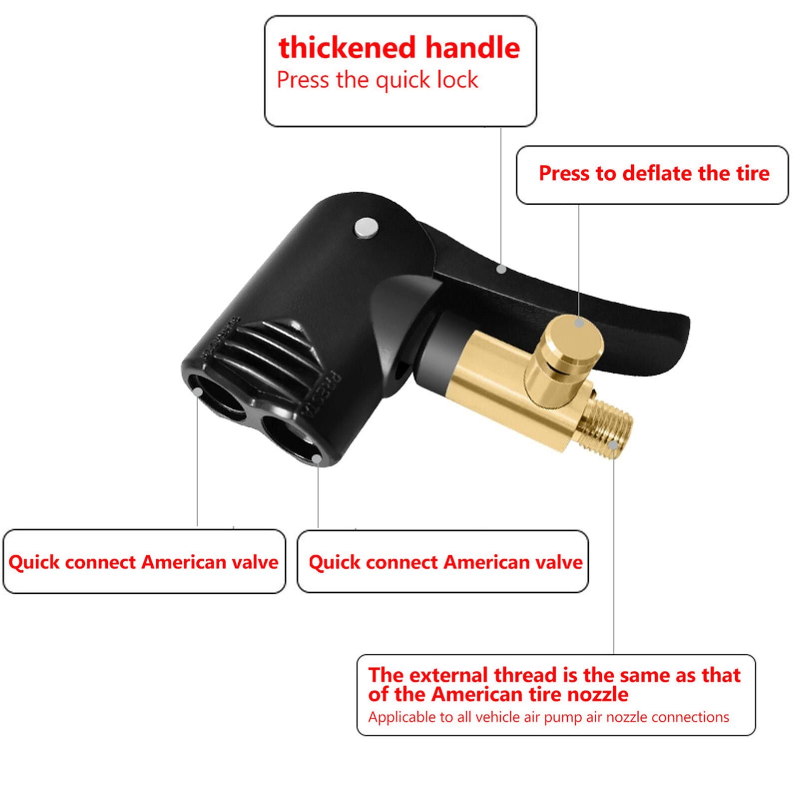 Air Pump Adapter Air Pump Valve 6Pcsｂicycle Bike Tyre Tube Replacement Presta Dual Head Air Pump Adapter Valve As Shown - Image 4