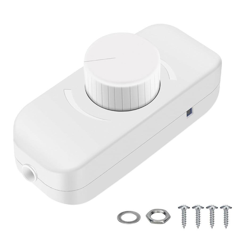 Inline Dimmer Switch For 12V 24V Led Lights Frequency Adjustable Push On/Off Rotary Control For Smooth Brightness Adjustment White - Image 1