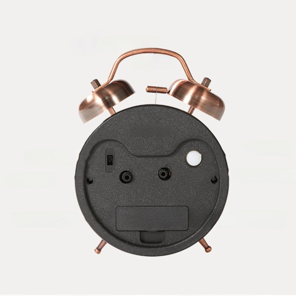 Luolandi 1x Bedside Alarm Clock with Twin Bell Vintage Battery Analogue Quartz Loud Alarm Vronze Copper - Image 4