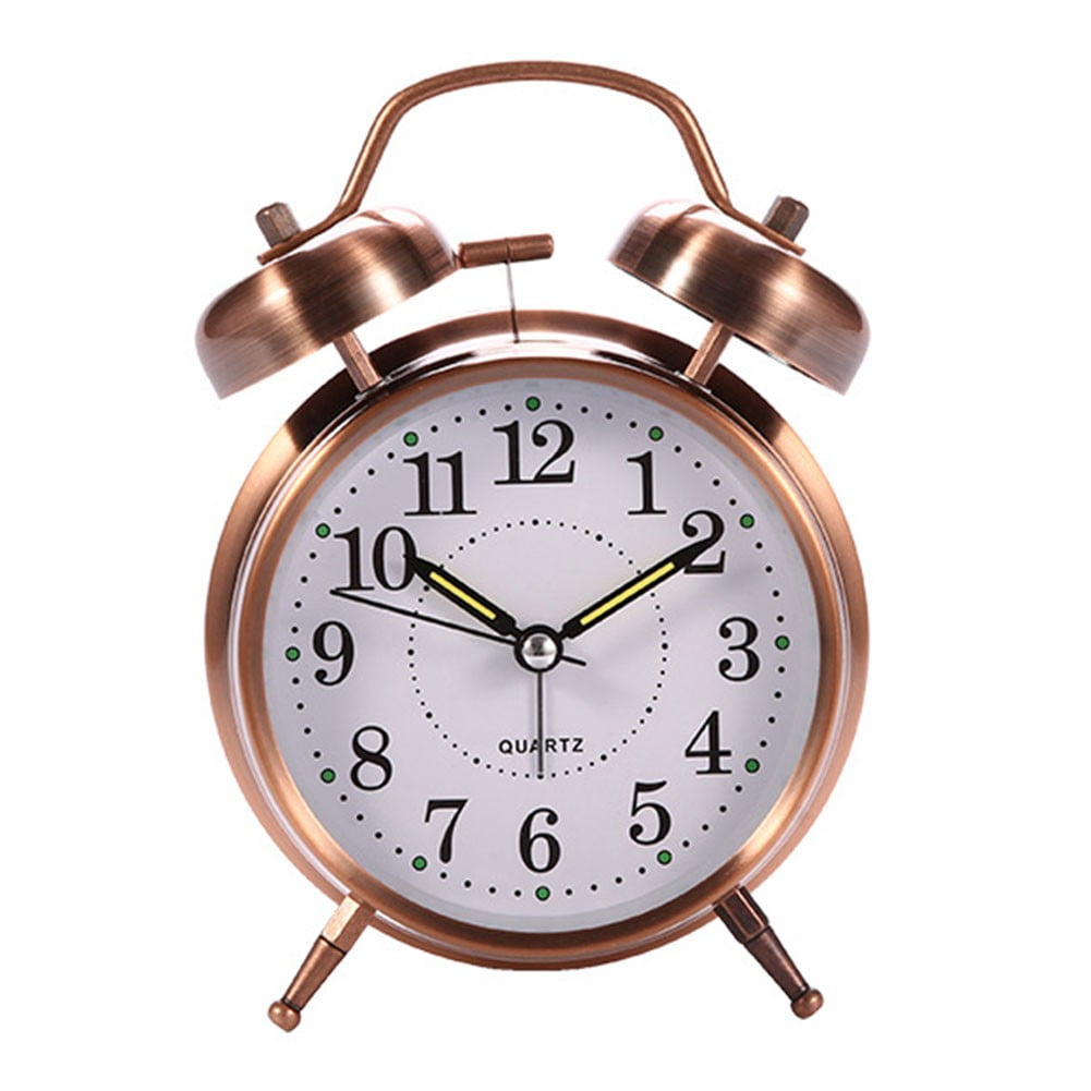 Luolandi 1x Bedside Alarm Clock with Twin Bell Vintage Battery Analogue Quartz Loud Alarm Vronze - Image 5
