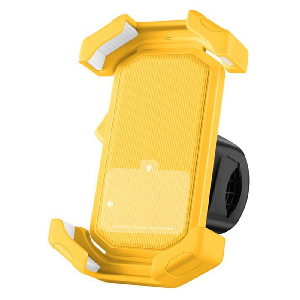 Adjustable Motorcycle Phone Holder With Silicone Protection For Secure Locking Yellow - Image 1