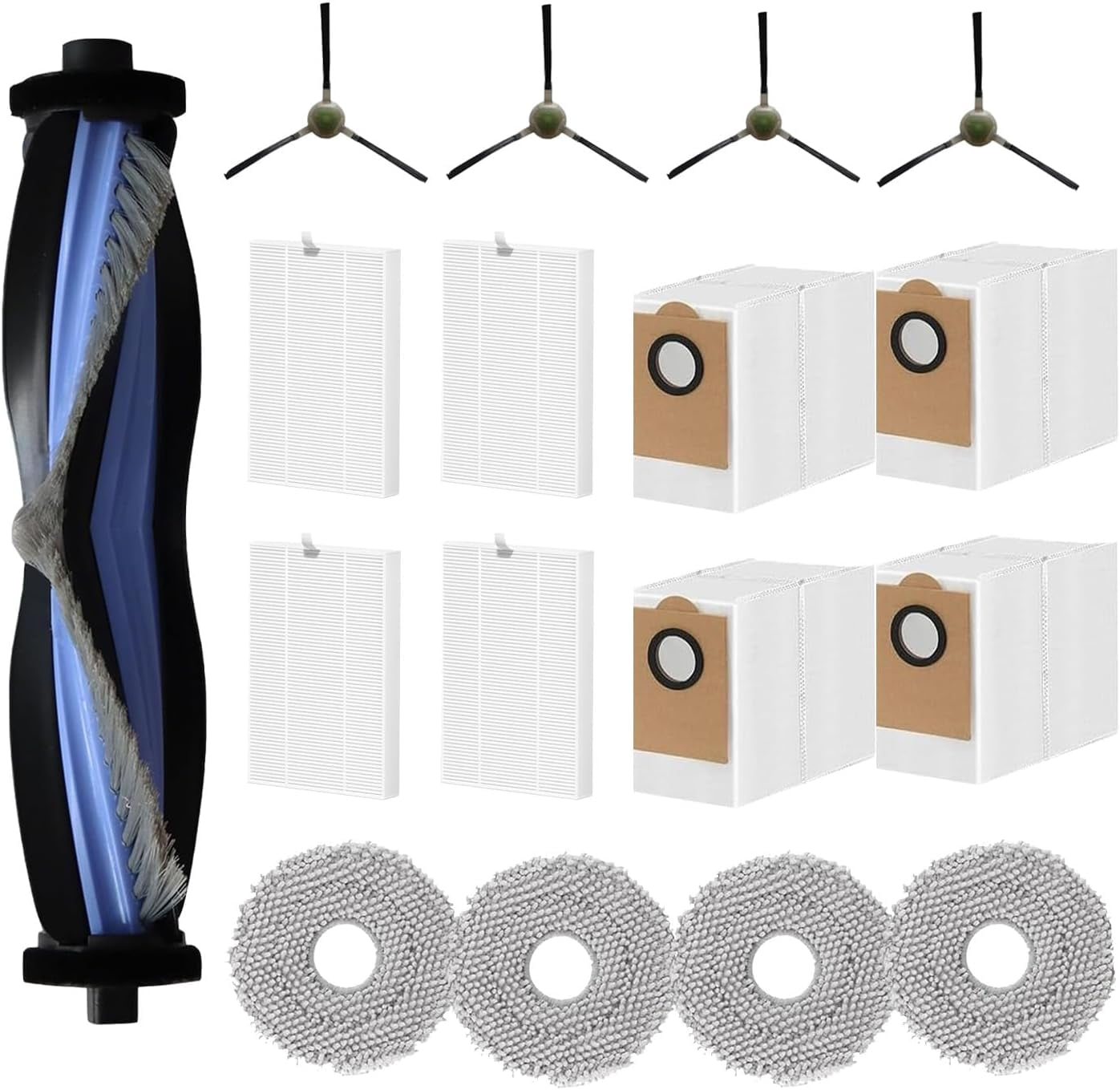 Replacement Parts for Lefant M3 Robot Vacuum Cleaner Accessories kit, 17Pcs 1 Main Brush 4 HEPA Filter 4 Mop Pad 4 Dust Bag 4 Side Brush$$Household Cleaning Products & Supplies - Image 1
