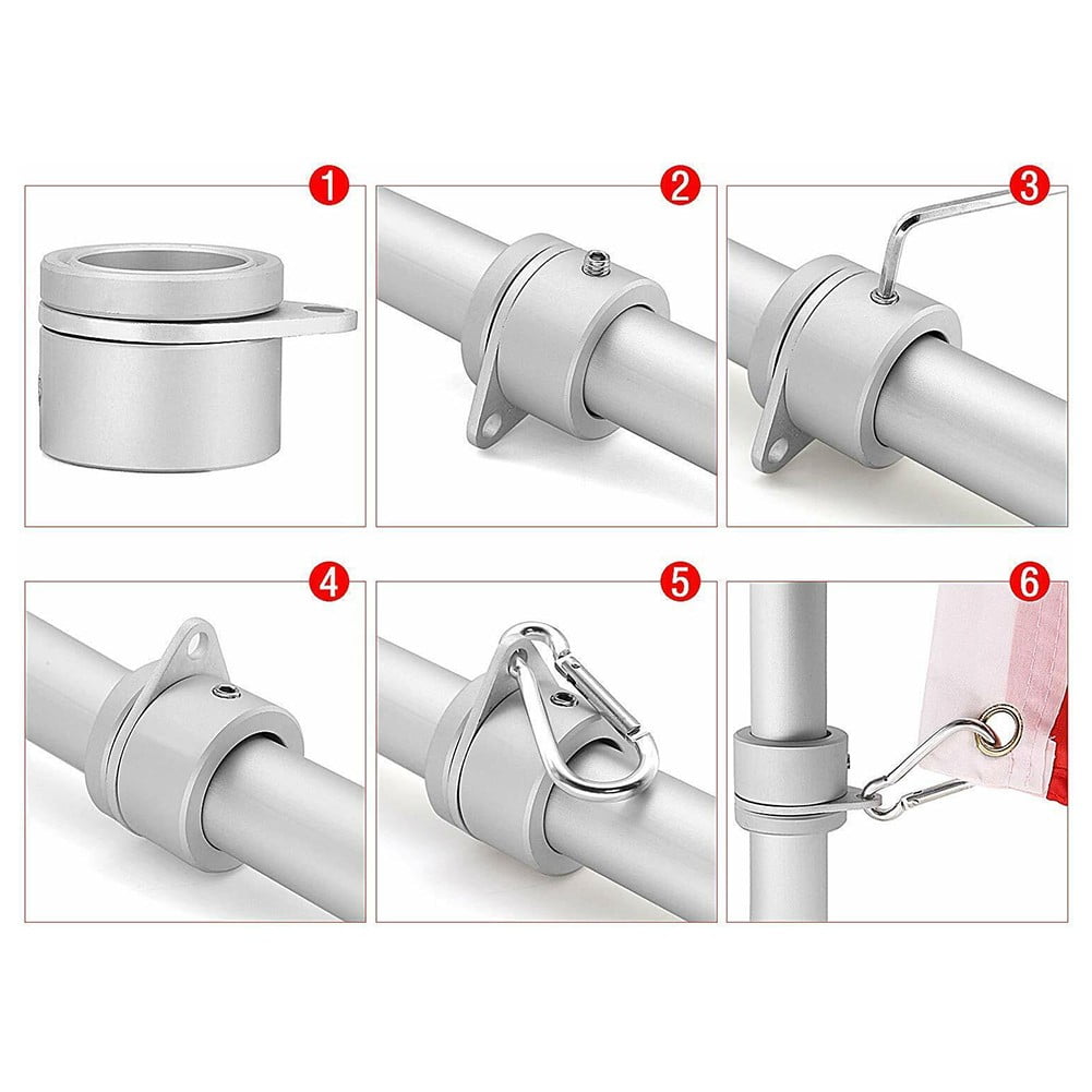 2pcs Flag Pole Ring Aluminum Alloy for 0.75-1 in Pole 360° Rotating Anti-Wrap - Image 2