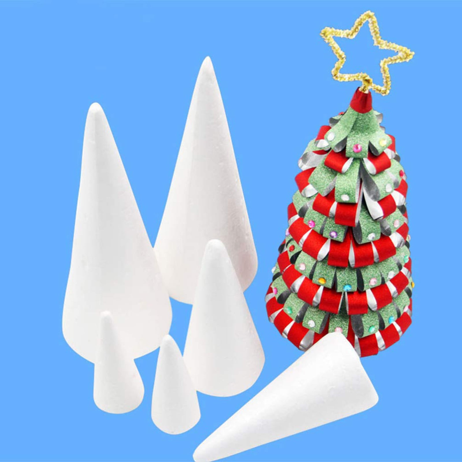 Lierteer Styrofoam Foam Cones Polystyrene for Crafts DIY Painting Triangle Tree 35cmX12.9cm - Image 3