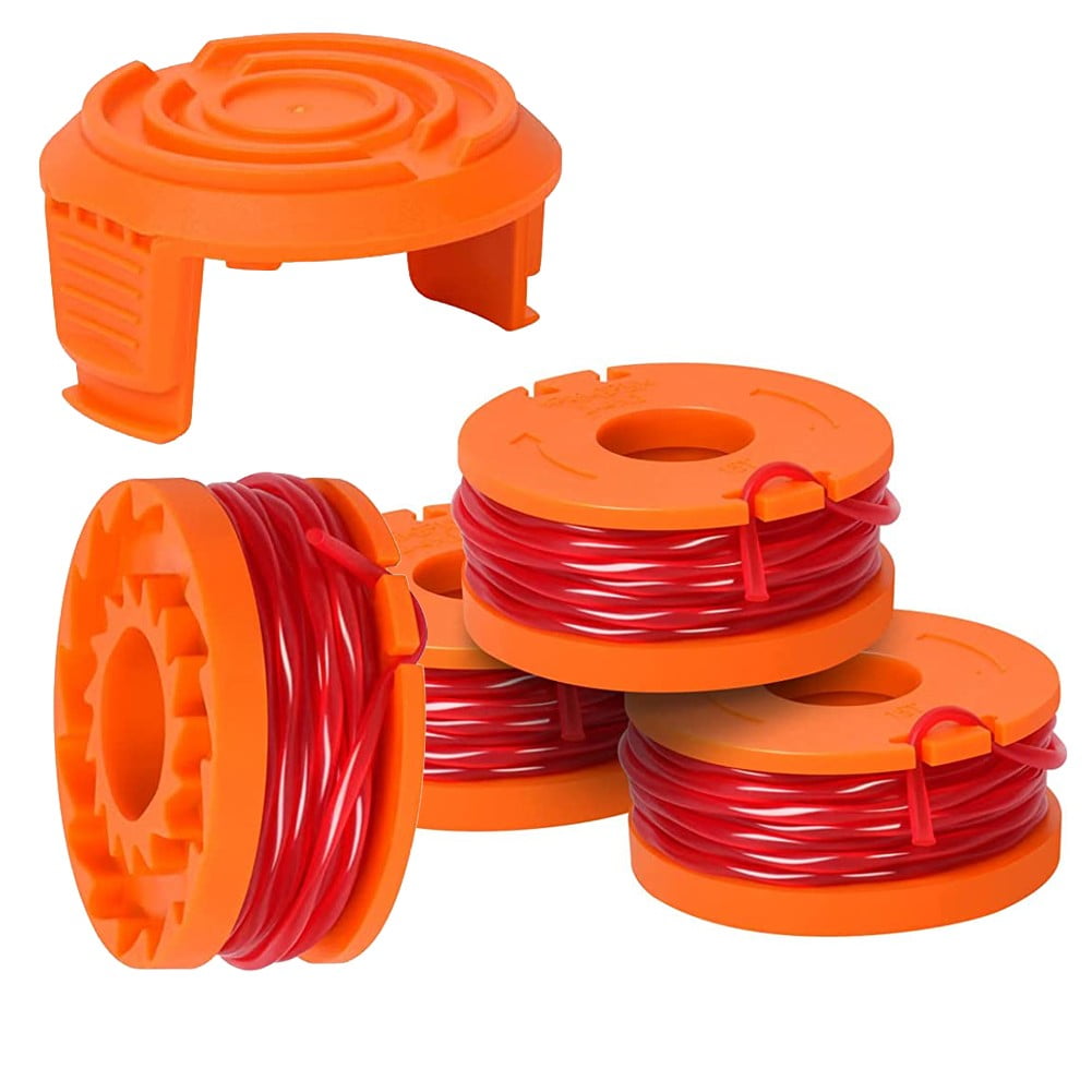 4/8Pack for Worx Wa0010 Replacement Spool Line Grass Trimmer Edger 10Ft +Cap Cover 4+1 - Image 1