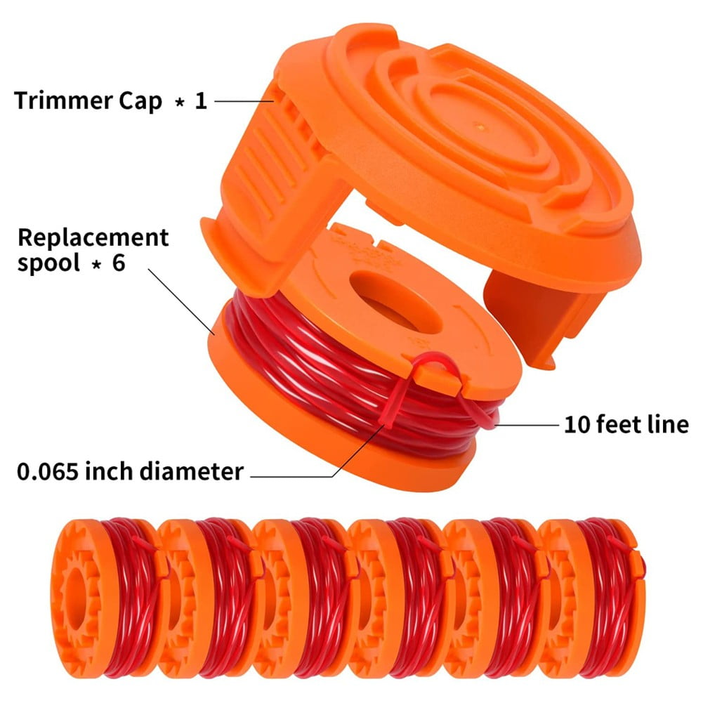 4/8Pack for Worx Wa0010 Replacement Spool Line Grass Trimmer Edger 10Ft +Cap Cover 4+1 - Image 2