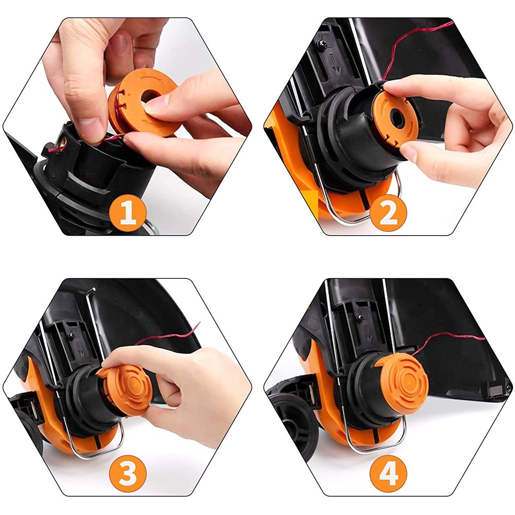 4/8Pack for Worx Wa0010 Replacement Spool Line Grass Trimmer Edger 10Ft +Cap Cover 4+1 - Image 6