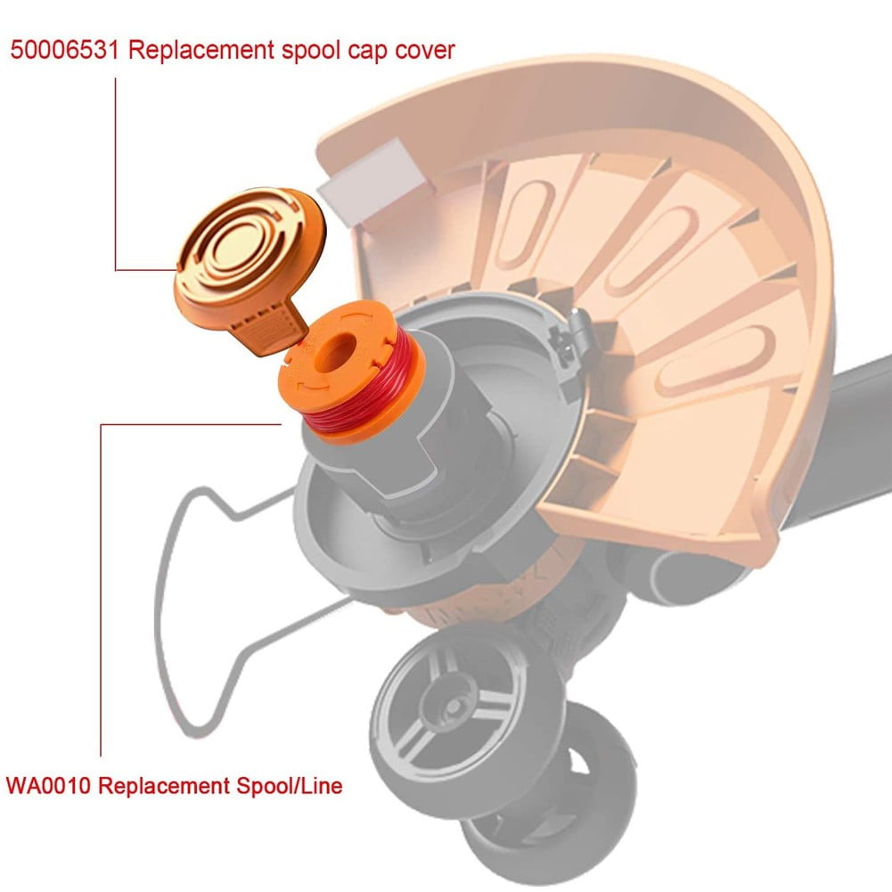 4/8Pack for Worx Wa0010 Replacement Spool Line Grass Trimmer Edger 10Ft +Cap Cover 4+1 - Image 8