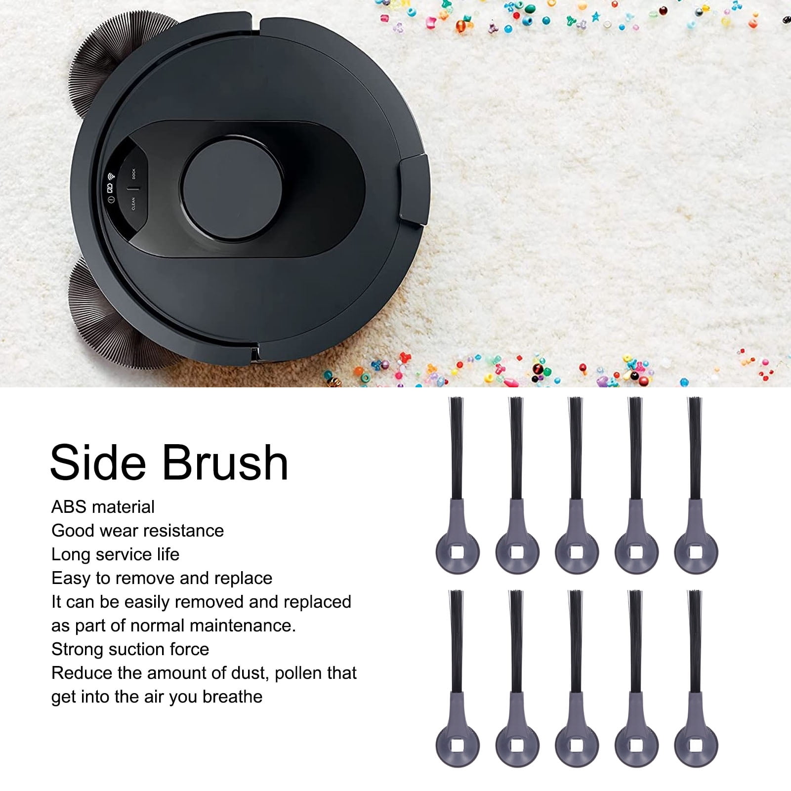 LIZEALUCKY 10 Pcs Side Brush Vacuum Cleaner Replacement Spare, Parts for Shark AV2501AE AV2502AE Sweeper Robot Vacuum Cleaner - Image 2