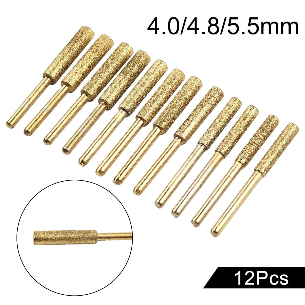 12Pcs Diamond Chainsaw Sharpener, High Hardness Titanium Plated Burr Grinding - Image 1