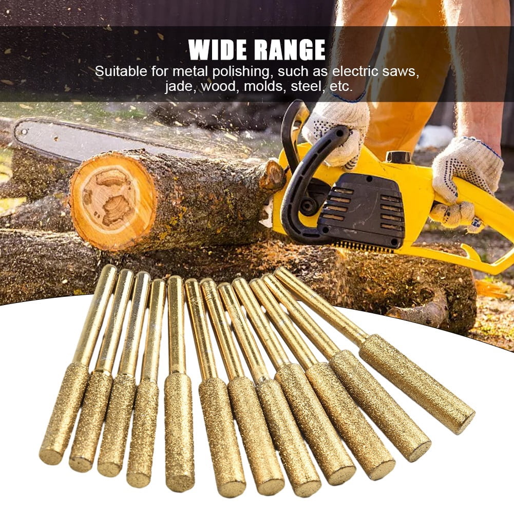 12Pcs Diamond Chainsaw Sharpener, High Hardness Titanium Plated Burr Grinding - Image 5