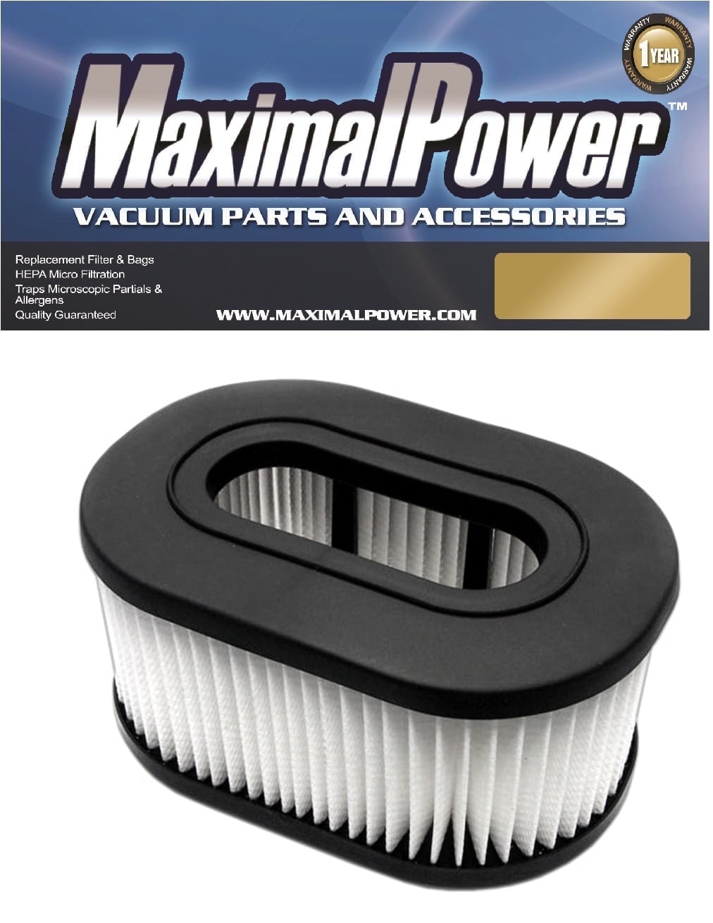 MaximalPower Replacement Filter Compatible for Hoover Foldaway, Widepath, Turbopower & Runabout Vacuum Cleaner 1 Pack - Image 1