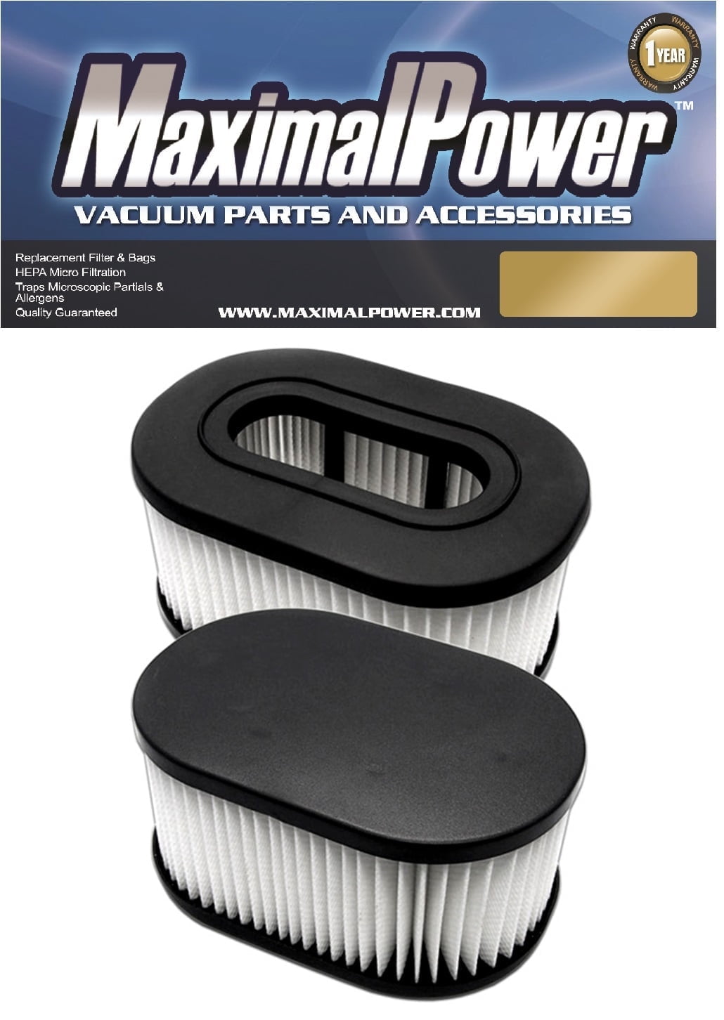 MaximalPower Replacement Filter Compatible for Hoover Foldaway, Widepath, Turbopower & Runabout Vacuum Cleaner 2 Pack - Image 1