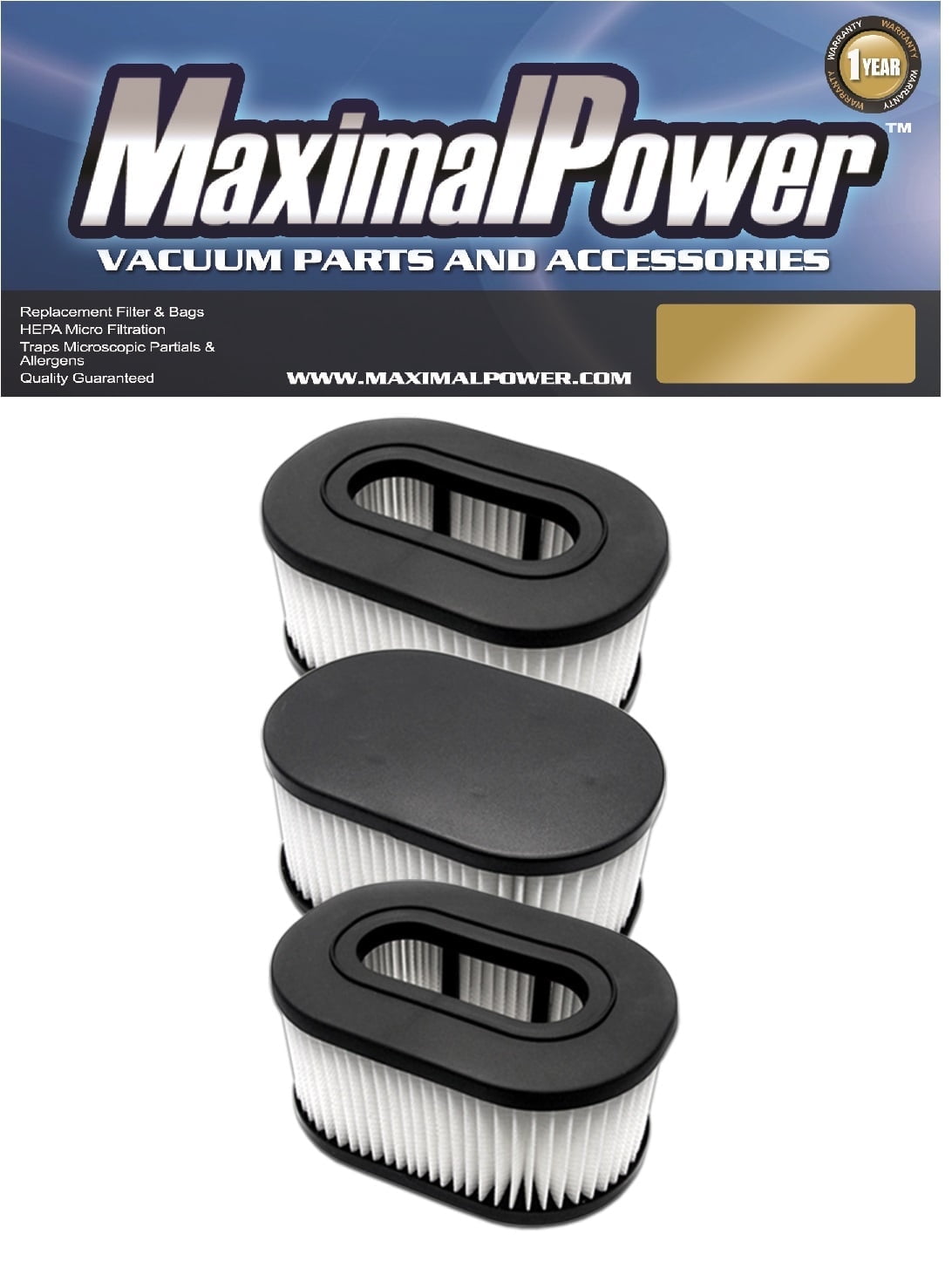 MaximalPower Replacement Filter Compatible for Hoover Foldaway, Widepath, Turbopower & Runabout Vacuum Cleaner 3 Pack - Image 1