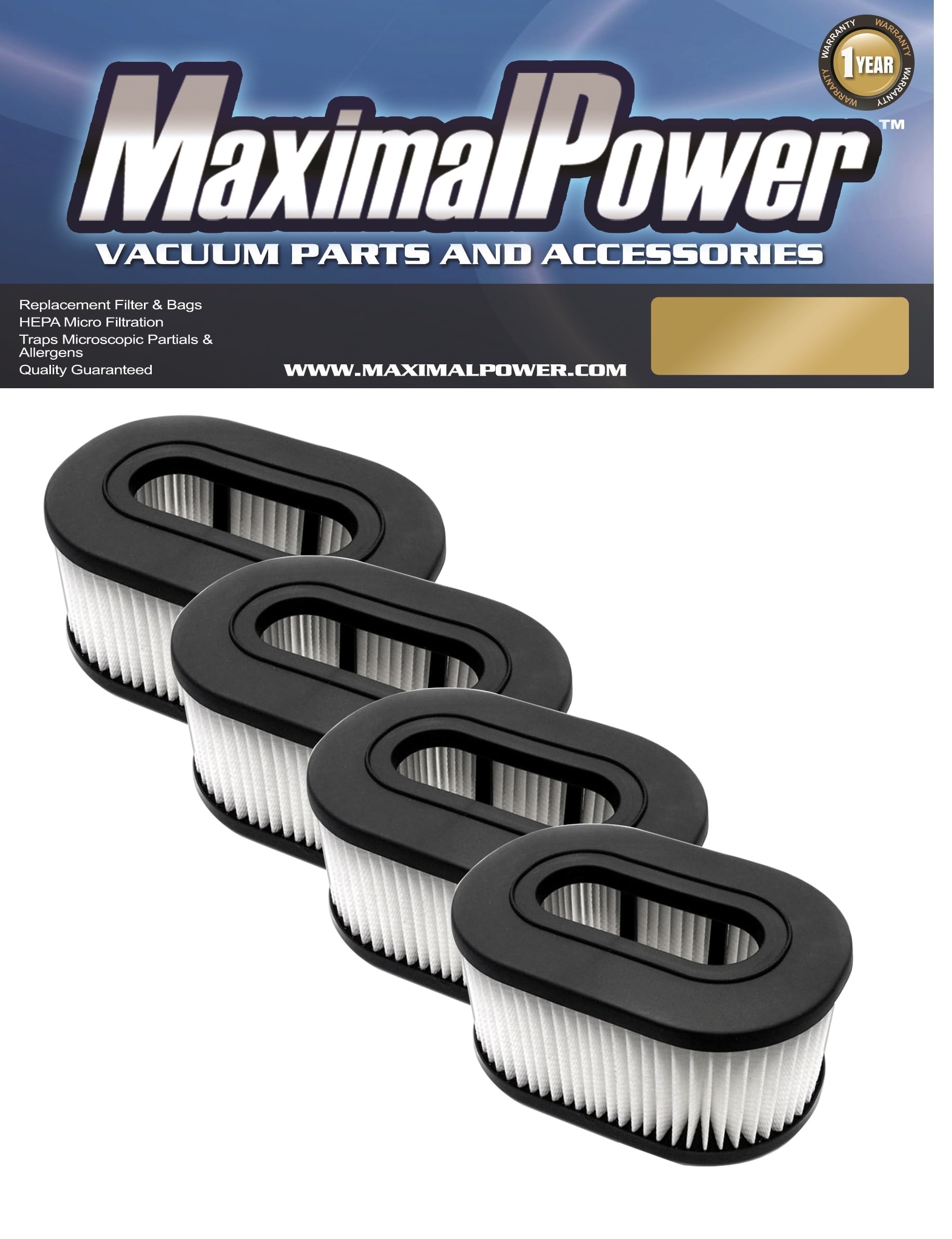 MaximalPower Replacement Filter Compatible for Hoover Foldaway, Widepath, Turbopower & Runabout Vacuum Cleaner 4 Pack - Image 1