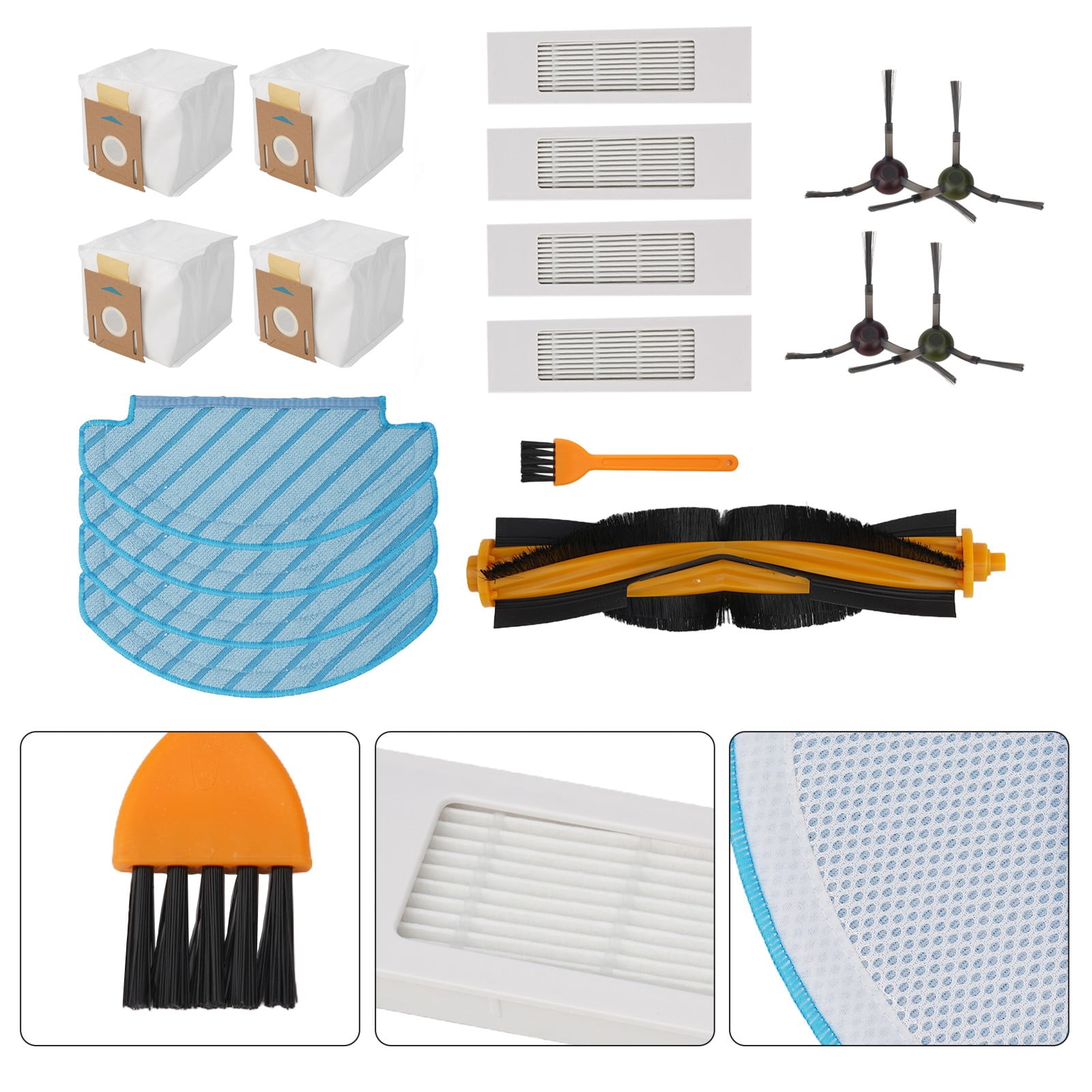 ECOVACS DEEBOOT N10/N10 PLUS Sweeping Machine Accessory Kit: Brush Roller, Side Brush, Mop Cloth, Filter, Dust Bag, Cleaning Brush Included - Image 3