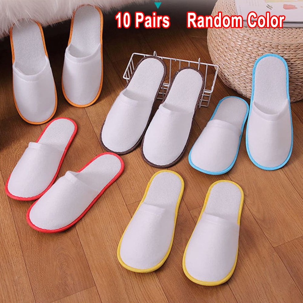 10Pairs Spa Hotel Guest Soft Slippers Closed Toe Disposable Travel Slipper - Image 1
