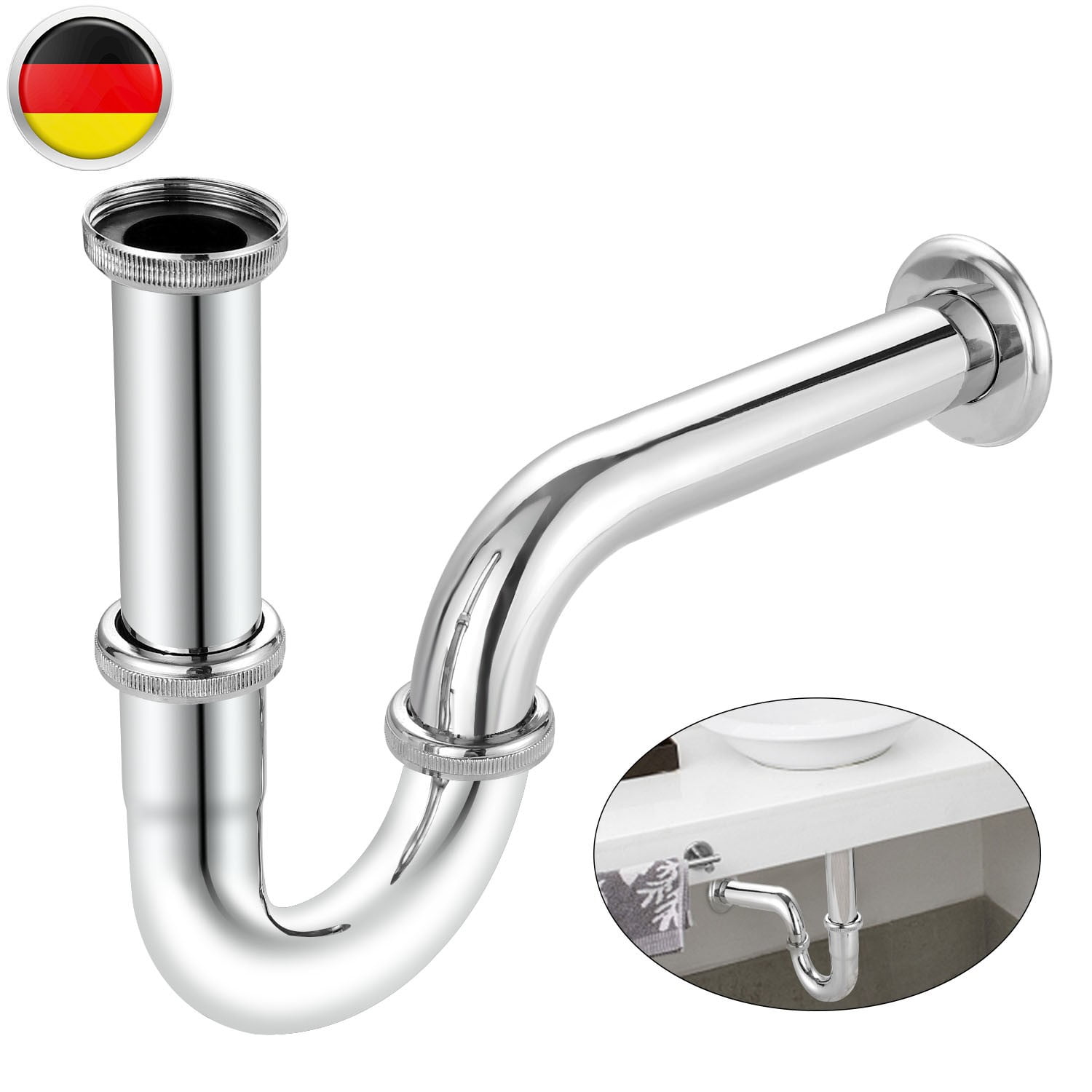 Stainless Steel 1/4' X 32Mm Waste Drain Valve Siphon Syphon for Faucet Sink - Image 3