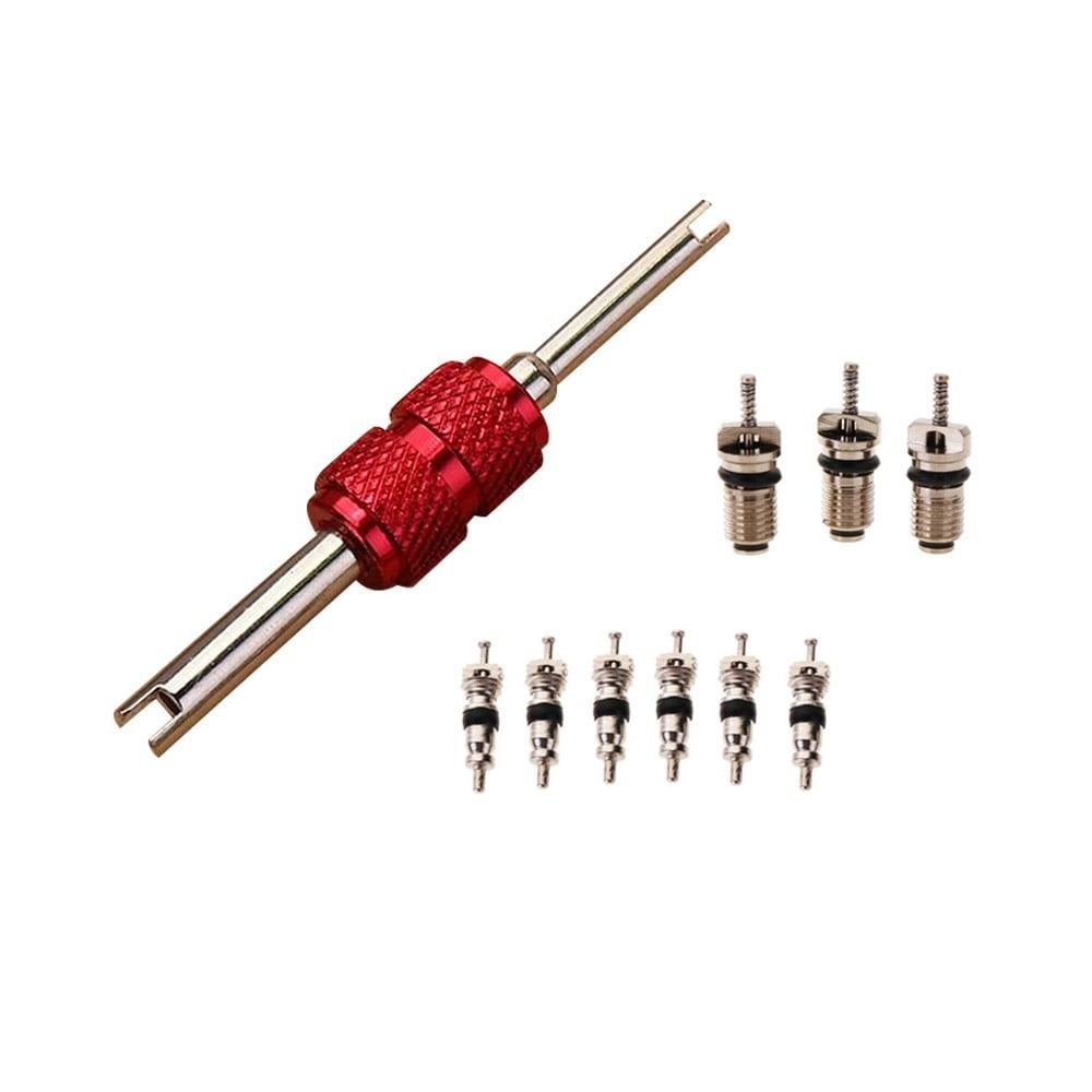 9Pcs Air Conditioning Valve Cores+1Pc Remover Tool A/C Repair Kit - Image 1