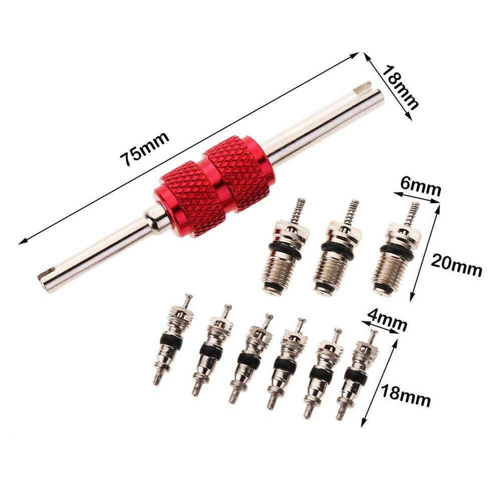 9Pcs Air Conditioning Valve Cores+1Pc Remover Tool A/C Repair Kit - Image 7