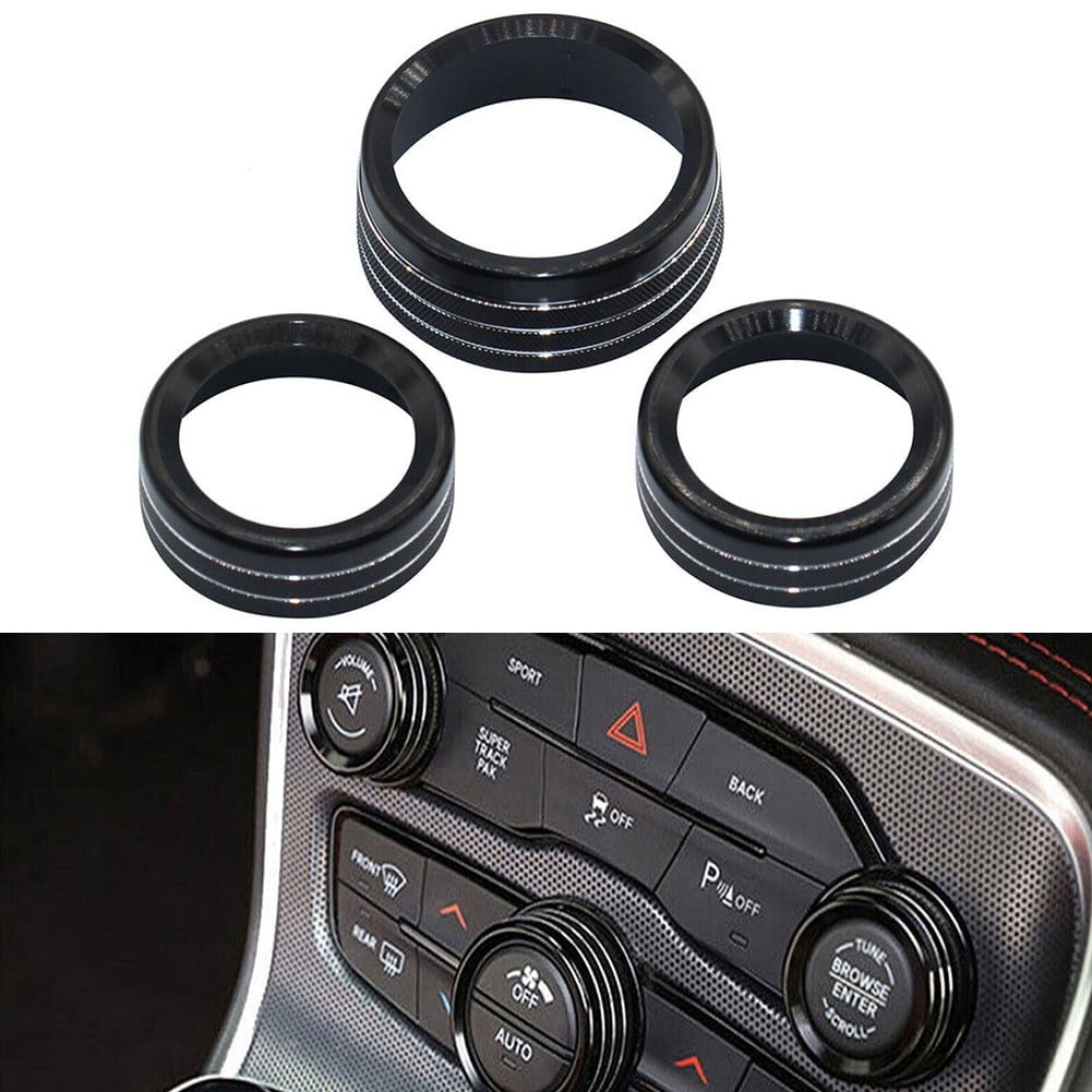 For Grand for Cherokee 2014-21 Black Aluminum Climate Volume Turn Knob Ring - Image 1