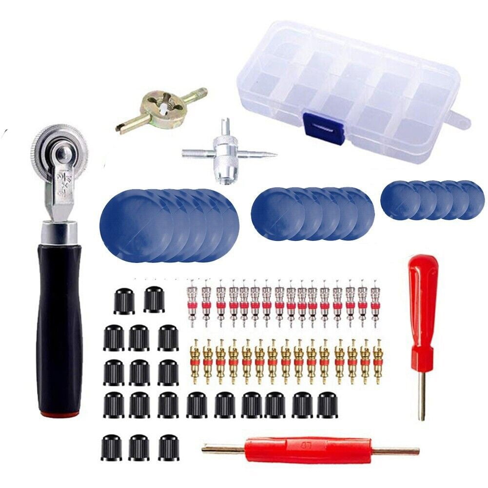 70Pcs 3 Sizes Car Truck Tire Repair Rubber Patch Tools Kit 32/42/58Mm W/ Roller - Image 1