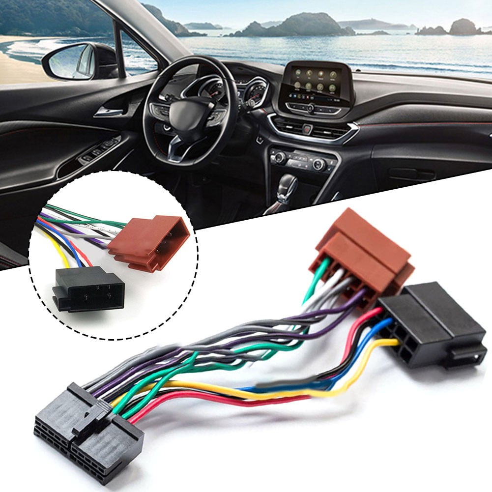 Car Radio Wire Harness 20 Pin Cd Audio Wiring Connector Iso Split Female Cable - Image 1