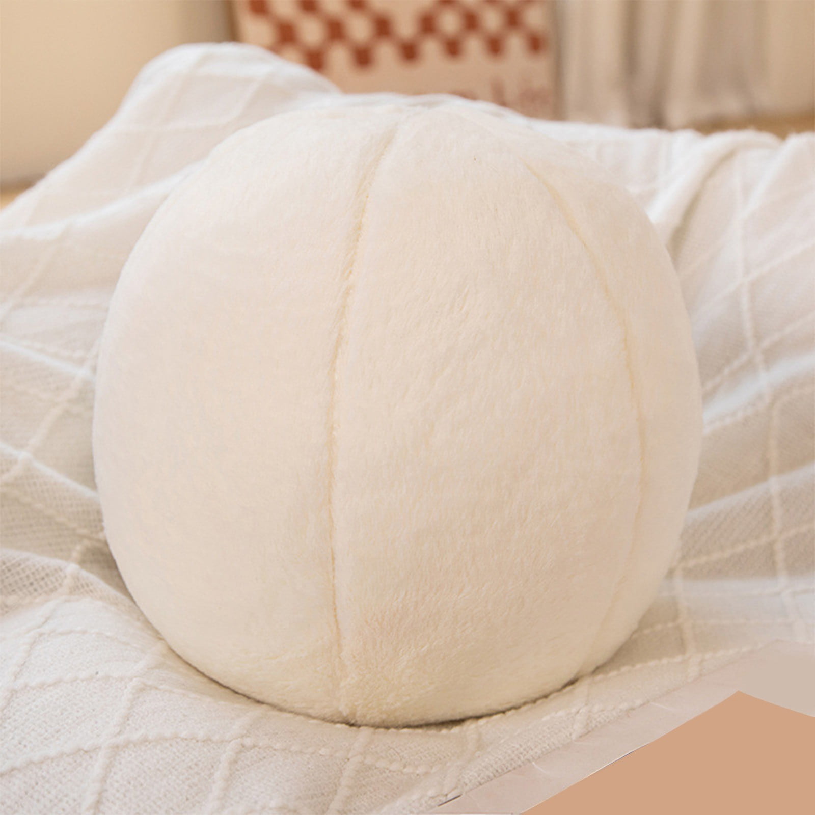 11.8 inch Ball Pillow Nordic Round Throw Pillows Boucle Ball Pillow Sphere Shaped Pillow Round Decorative Pillow for Couch, Sofa, Bedroom White - Image 1
