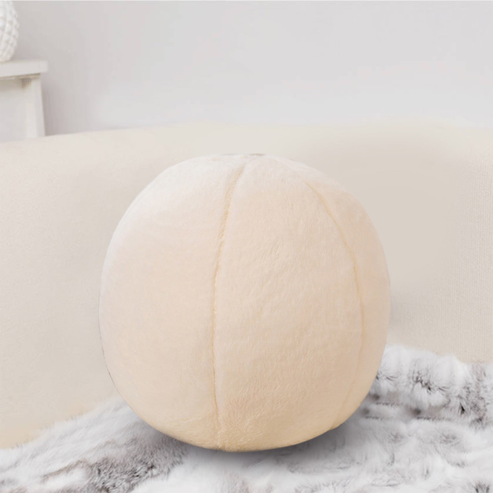 11.8 inch Ball Pillow Nordic Round Throw Pillows Boucle Ball Pillow Sphere Shaped Pillow Round Decorative Pillow for Couch, Sofa, Bedroom White - Image 5