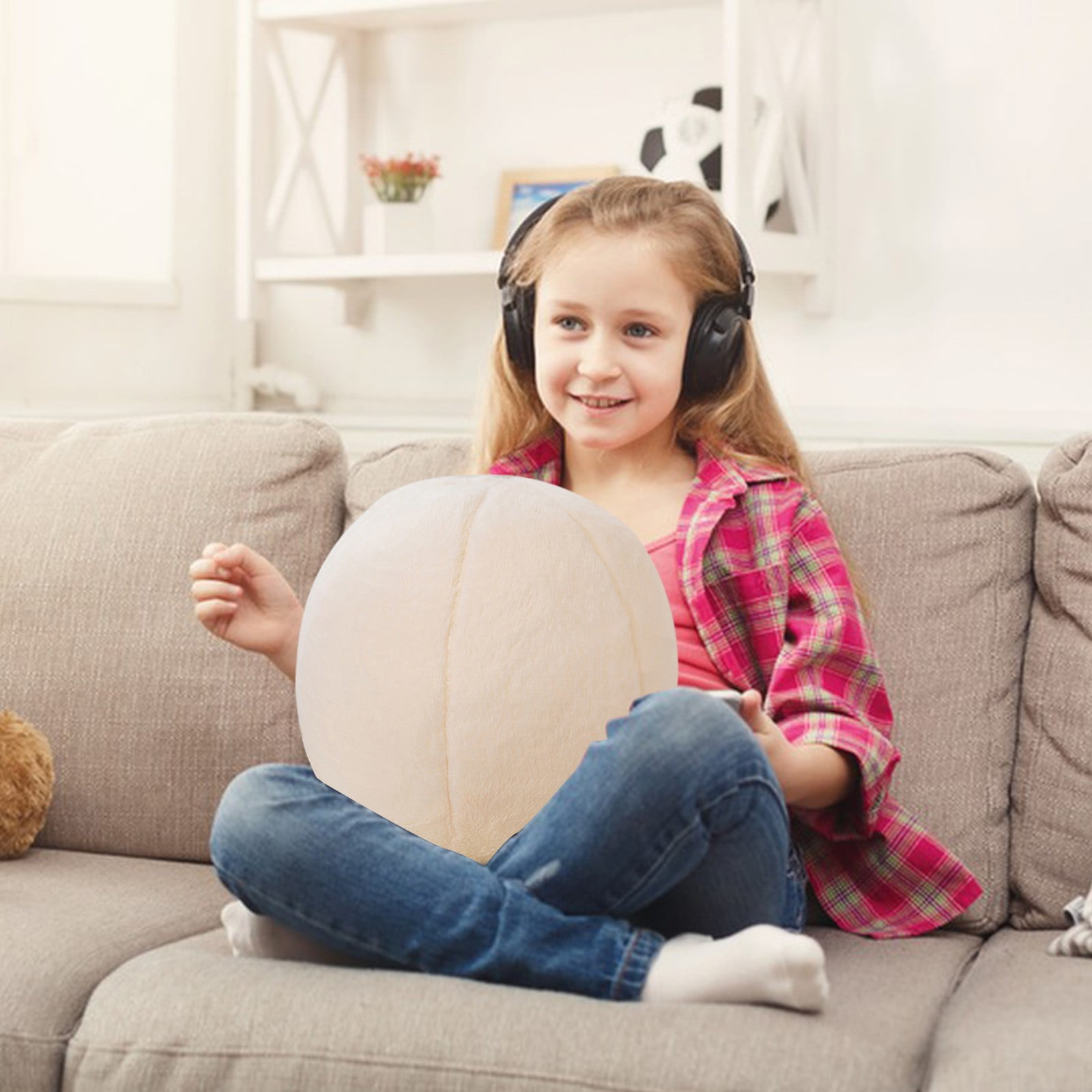 11.8 inch Ball Pillow Nordic Round Throw Pillows Boucle Ball Pillow Sphere Shaped Pillow Round Decorative Pillow for Couch, Sofa, Bedroom White - Image 6