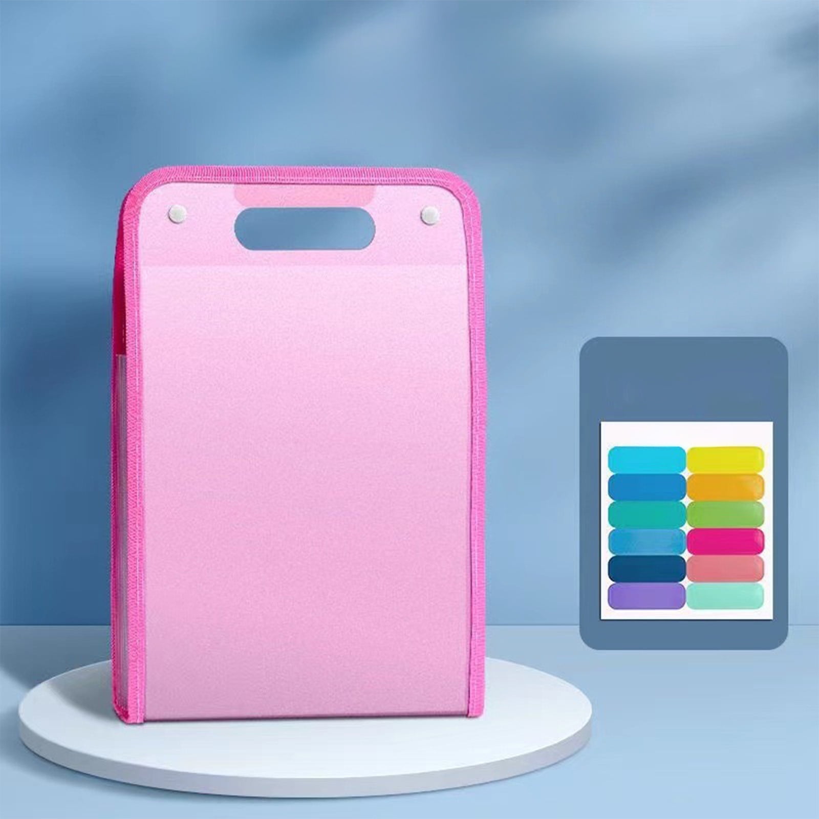 Portable Vertical Expanding Accordion Folder with 13 Pockets, Large Capacity File Organizer Bag A4 Letter Size P-ink - Image 1