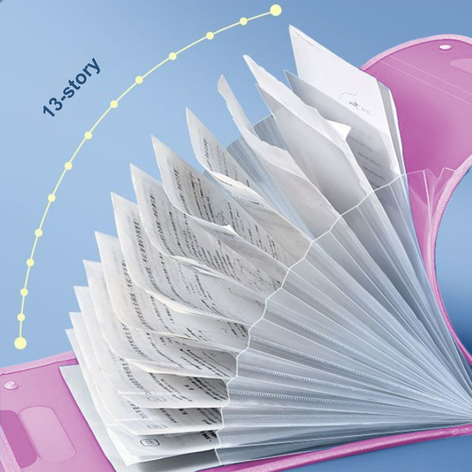 Portable Vertical Expanding Accordion Folder with 13 Pockets, Large Capacity File Organizer Bag A4 Letter Size P-ink - Image 4