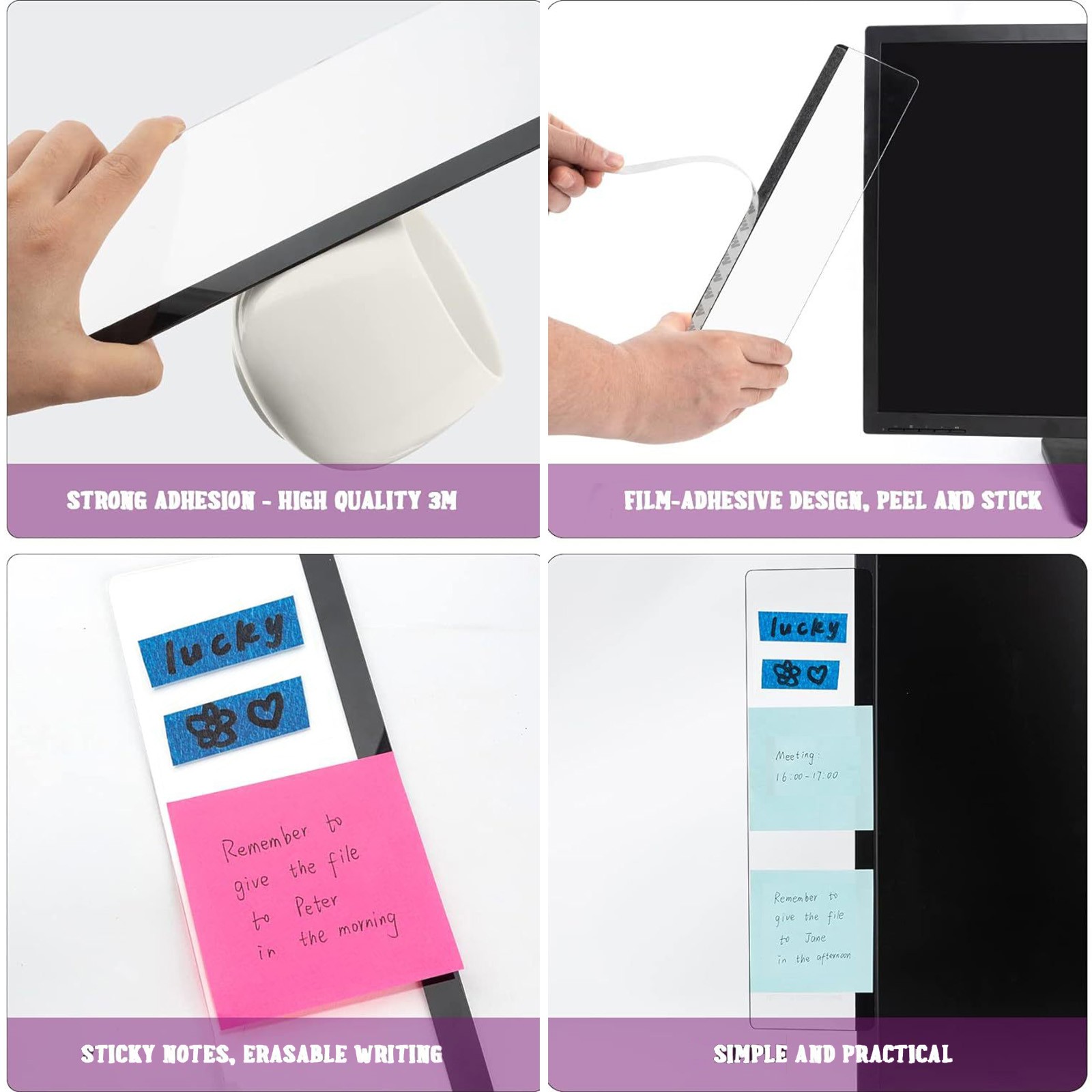 Office Desk Accessories Monitor Memo Board Computer Message Board Office Supplies for Women Men Computer Sticky Note Holder Home Office Accessories Desktop Message Office Decor Clear - Image 5
