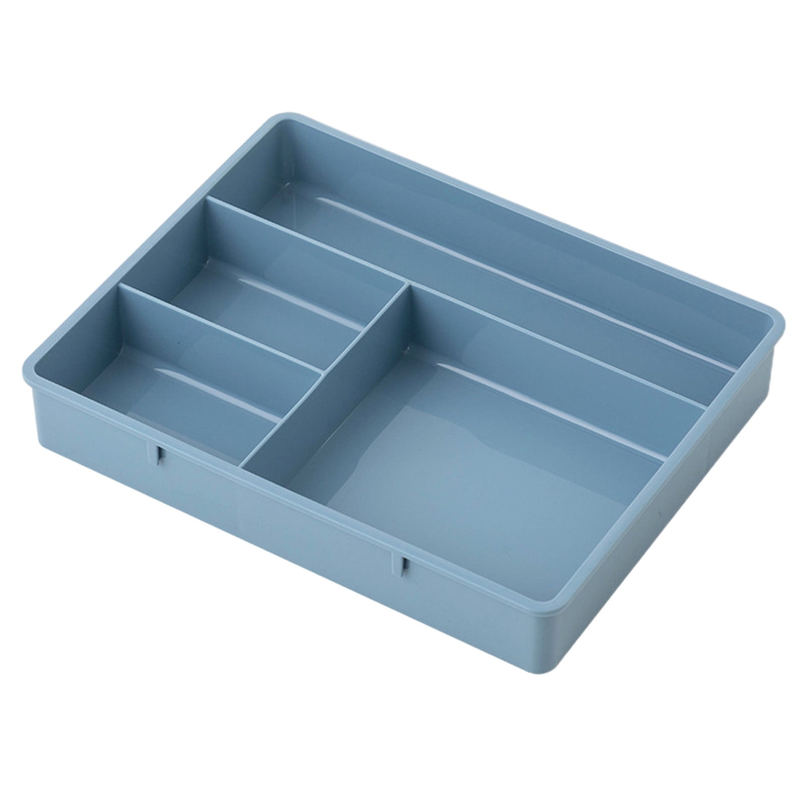 Four Grid Storage Box Plastic Drawer Dividers Flatware Tray Pen Holder Tray Plastic Tray Makeup Tray Plastic Drawers Makeup Vanity Organizer Small Item Pp Office Storage Tray Blue - Image 2