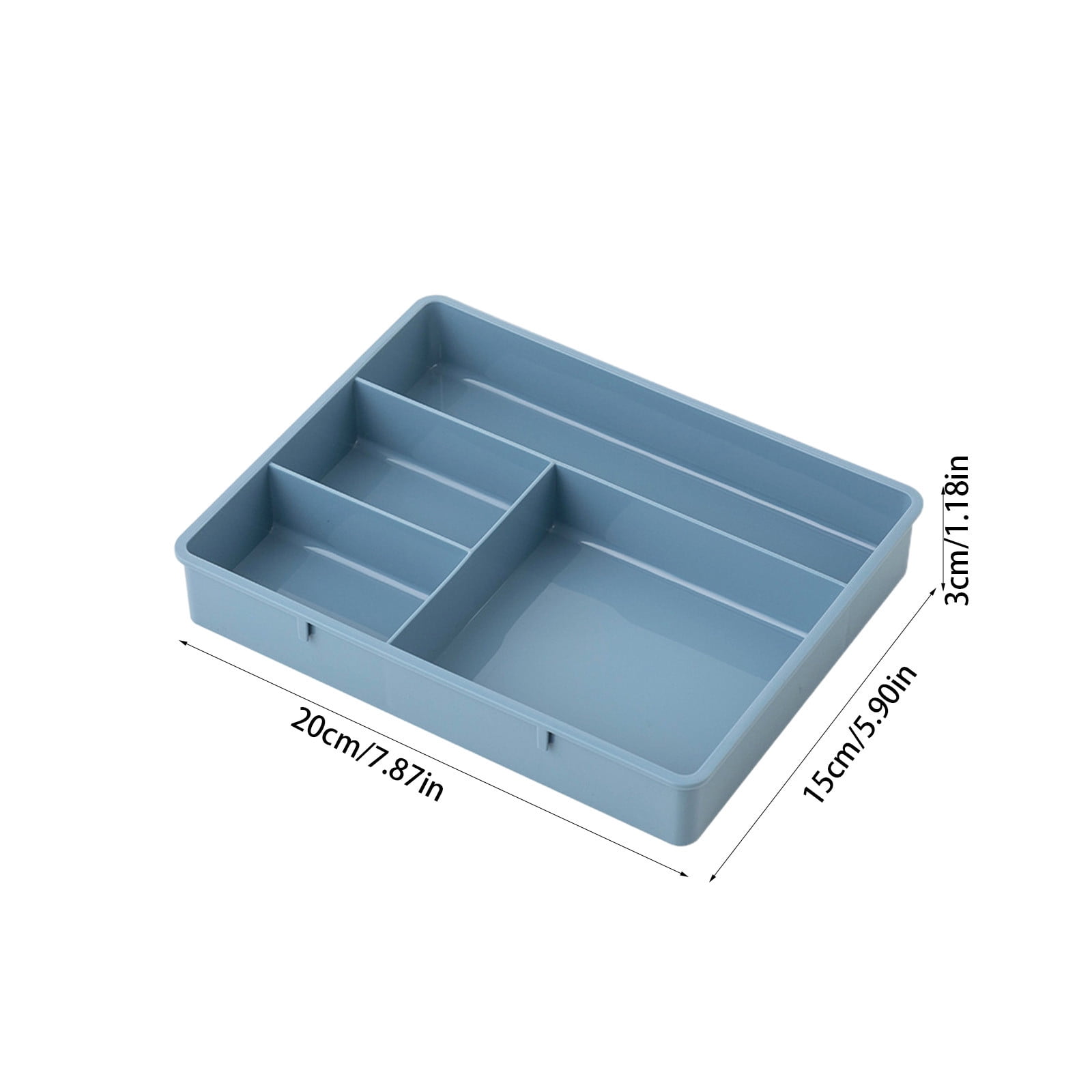 Four Grid Storage Box Plastic Drawer Dividers Flatware Tray Pen Holder Tray Plastic Tray Makeup Tray Plastic Drawers Makeup Vanity Organizer Small Item Pp Office Storage Tray Blue - Image 3