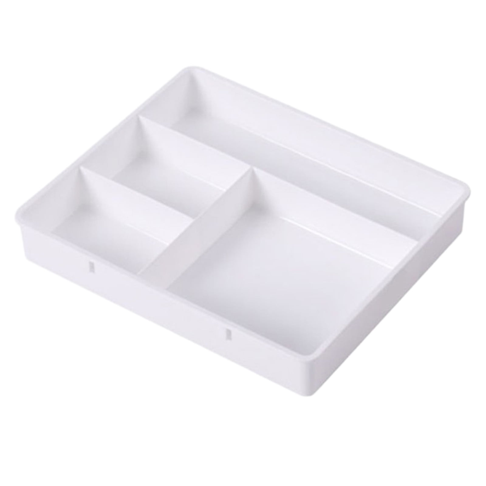 Four Grid Storage Box Plastic Drawer Dividers Flatware Tray Pen Holder Tray Plastic Tray Makeup Tray Plastic Drawers Makeup Vanity Organizer Small Item Pp Office Storage Tray White - Image 2