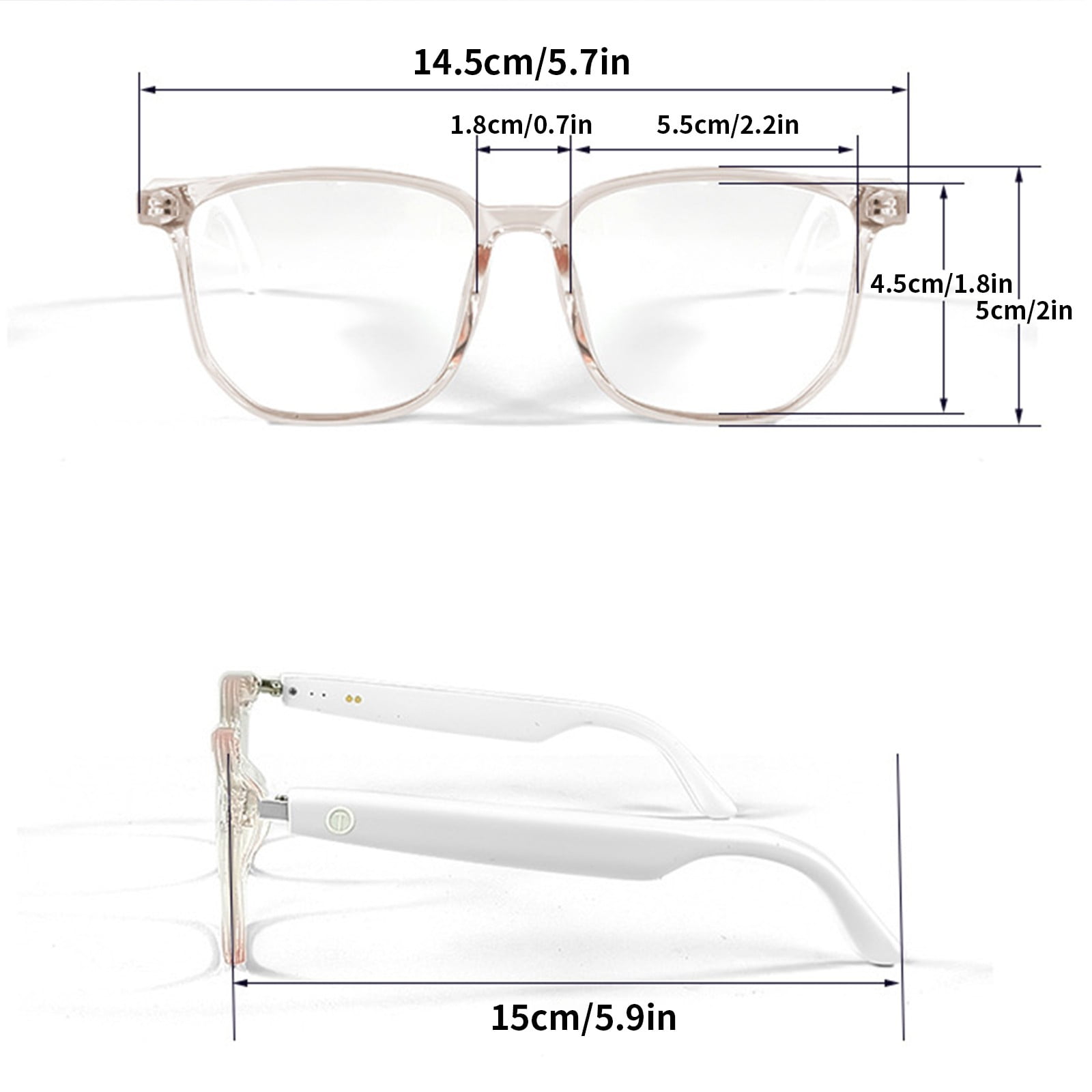 Smart Glasses with Wireless Earbuds, Lightweight Glasses With Blue Light Protection Wireless Bluetooth 5.3 Headset Function Built-in Music And Speakers Support For And Voice White - Image 3