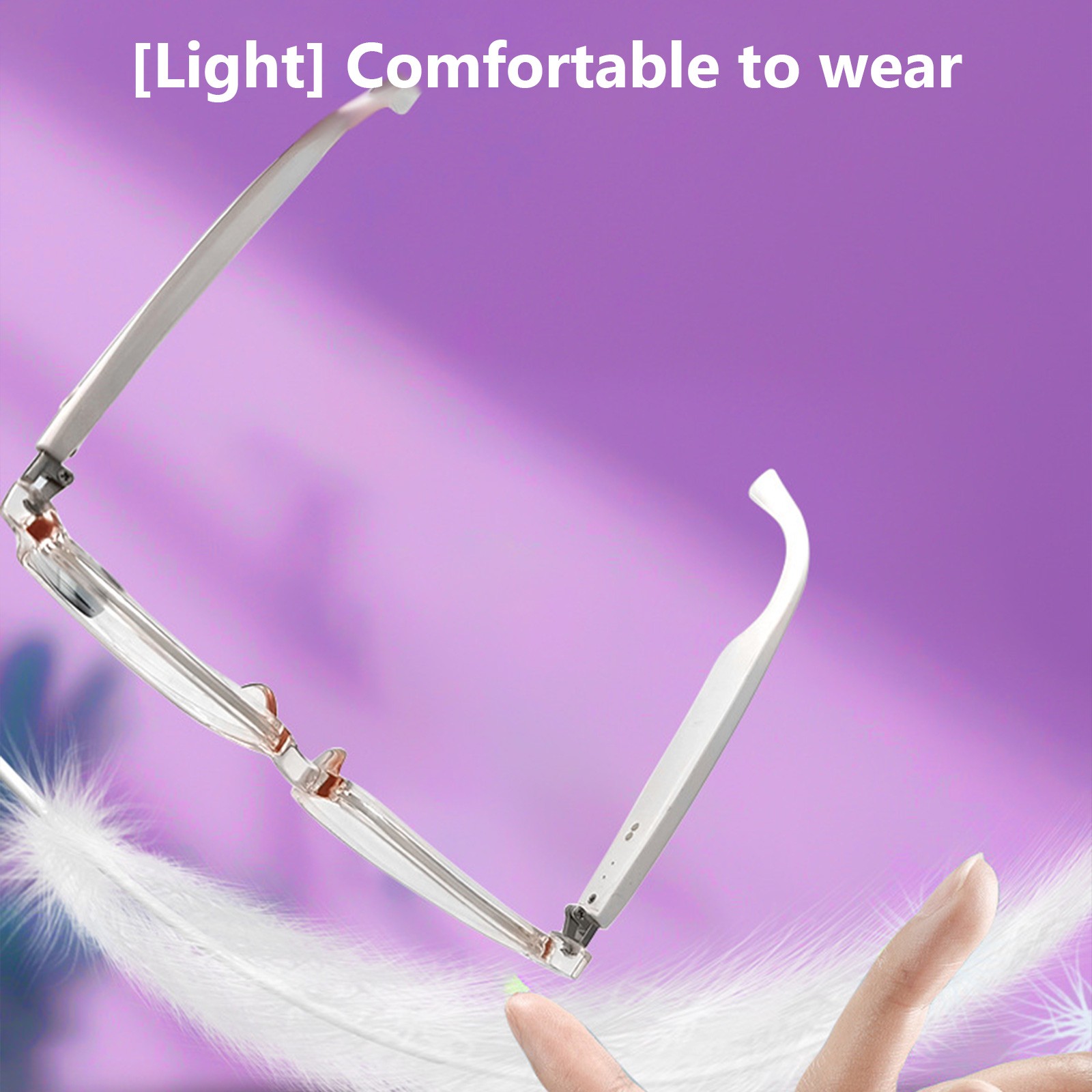 Smart Glasses with Wireless Earbuds, Lightweight Glasses With Blue Light Protection Wireless Bluetooth 5.3 Headset Function Built-in Music And Speakers Support For And Voice White - Image 5