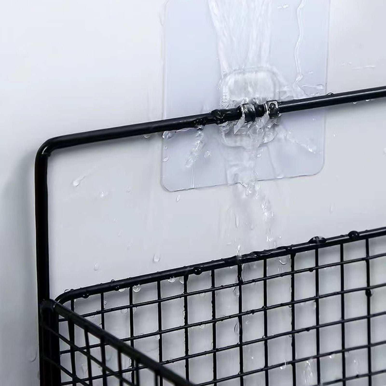 Hanging Floating Shelves, 2 Sets Of Wall Mounted Shelves For Wall Storage, Hanging Storage Shelf For Bathroom, Living Room, Bedroom, Kitchen Seasoning Rack Shower Toiletries Basket Black - Image 3