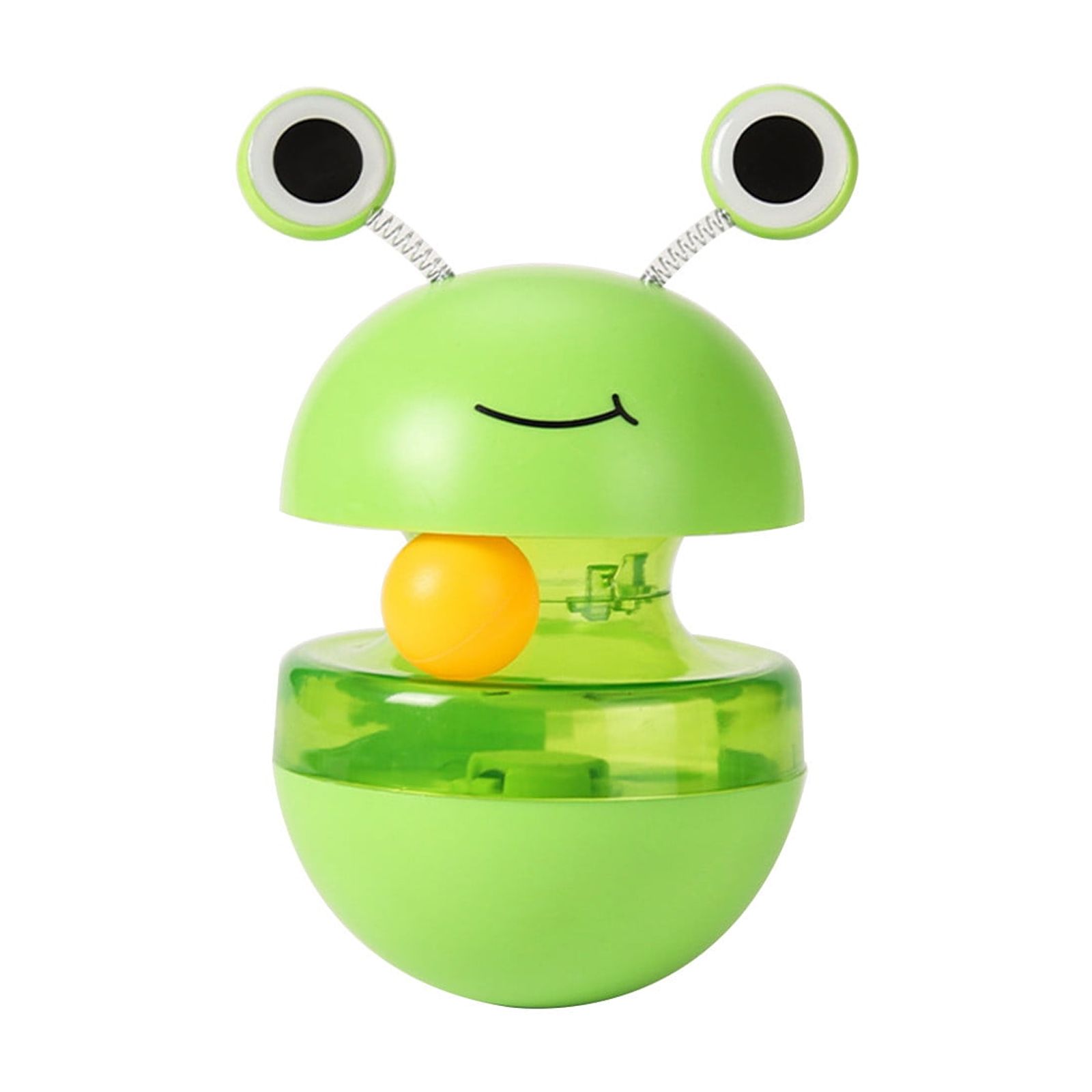 Cat Treat Puzzle, 2 in 1 Pet Slow Feeder Puzzle Ball, Frog Tumbler Cat Treat Toy, and Automatic Slow Feeder Ball for Cat and Kitten Training with Feather & Balls Green - Image 2