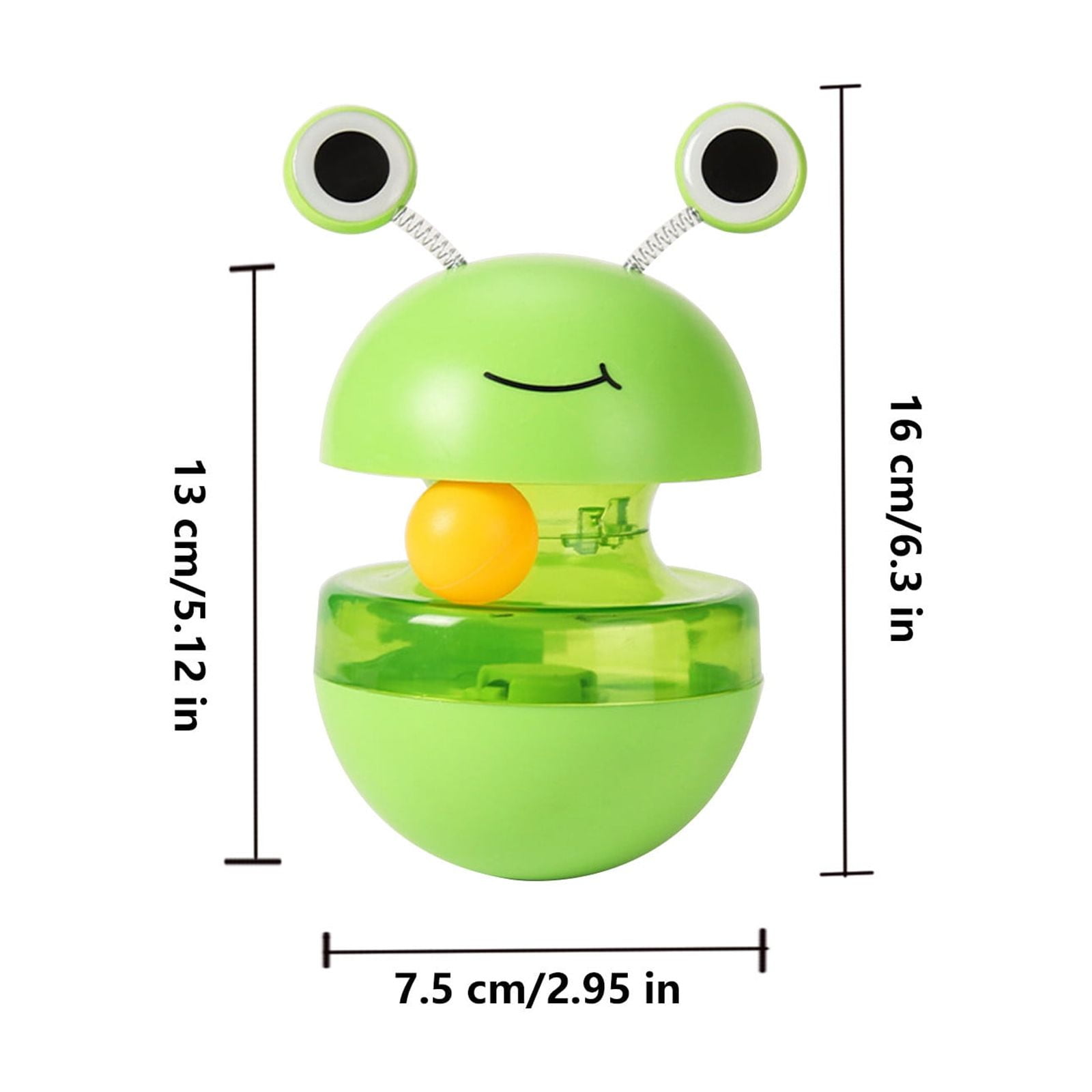 Cat Treat Puzzle, 2 in 1 Pet Slow Feeder Puzzle Ball, Frog Tumbler Cat Treat Toy, and Automatic Slow Feeder Ball for Cat and Kitten Training with Feather & Balls Green - Image 3