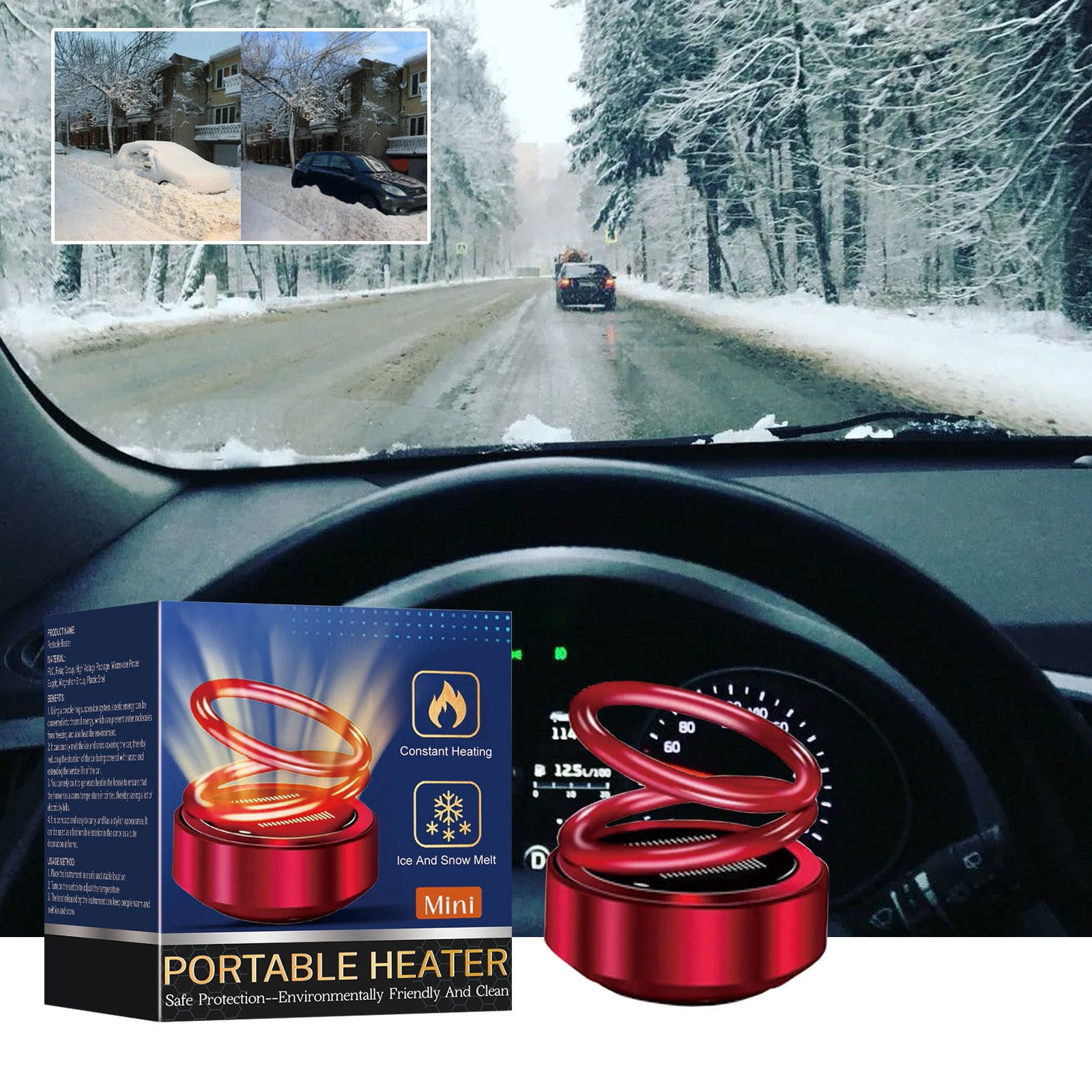 Portable Dynamic Molecular Heater,Heated Glass Fan Defroster Mini Car Heater Solar Anti-Icing Tool Kinetic Heating Portable Kinetic Molecular Car Defroster For Car Living Room Bedroom - Image 1